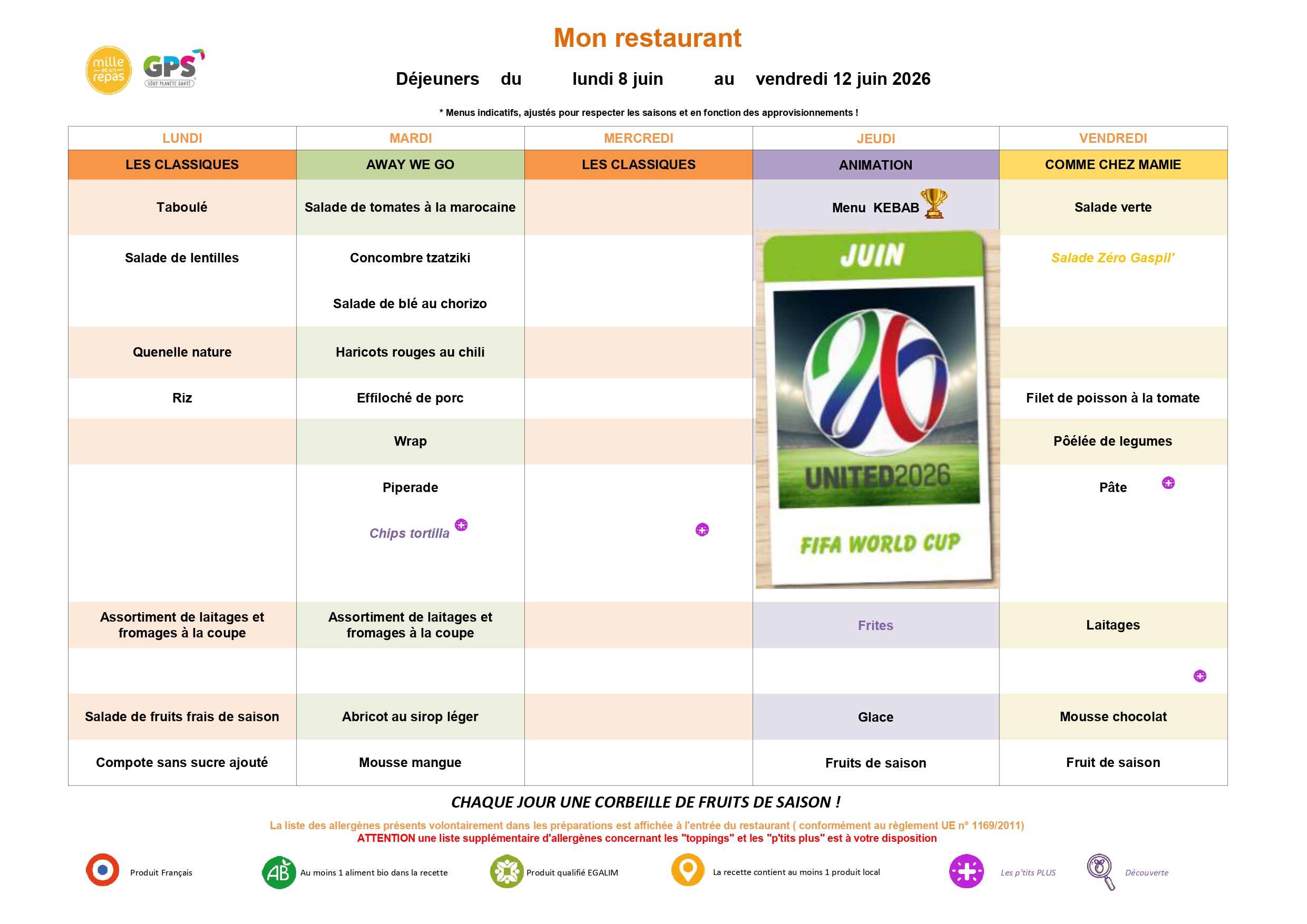 Menus Collège